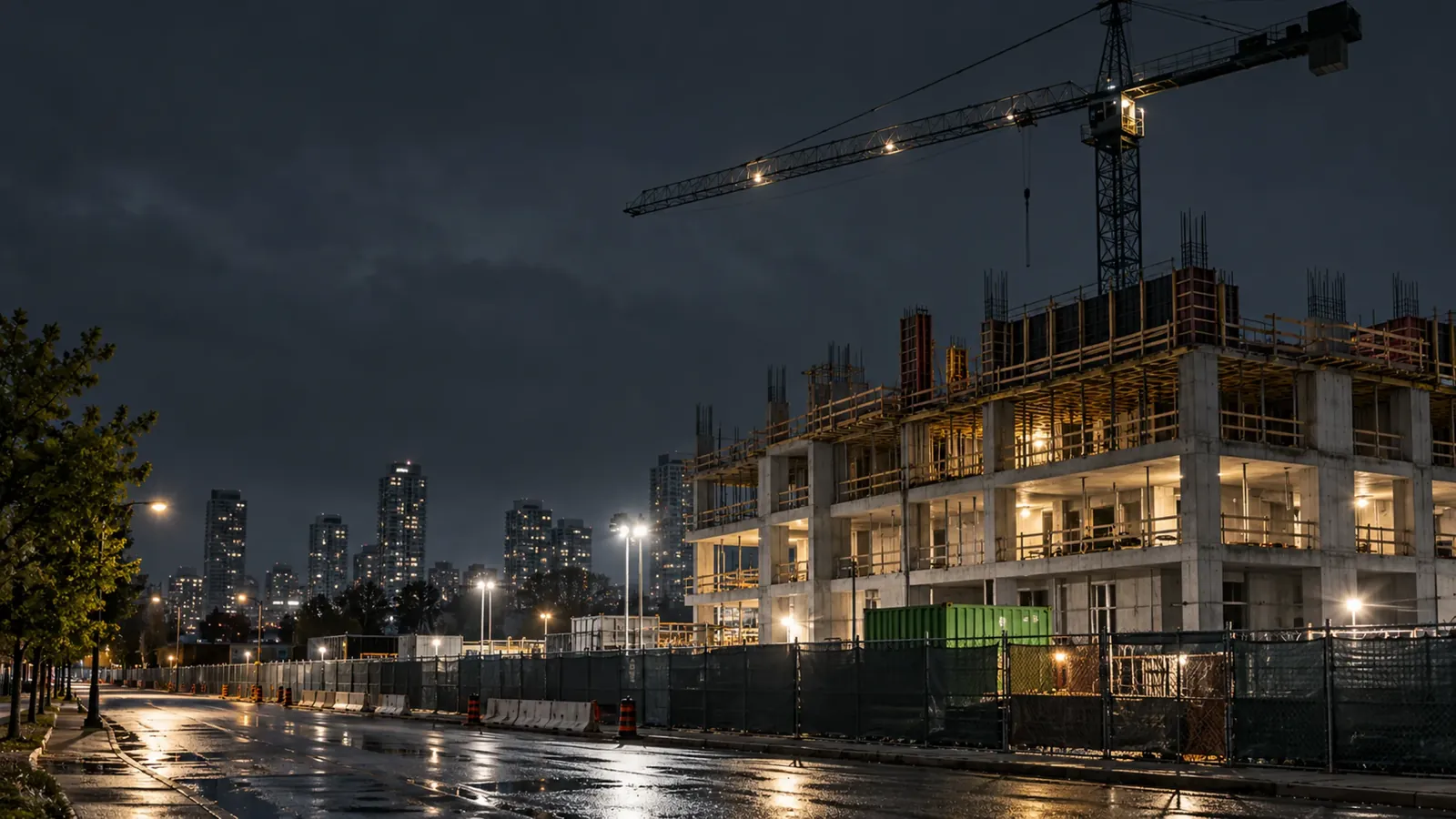Construction site at night